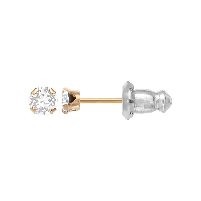 14K Gold April Birthstone Stud Earrings for Girls - Crystal Jewelry