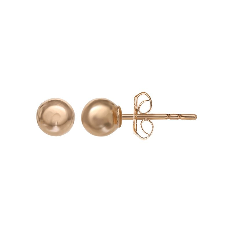 14K Yellow Gold Bead Stud Earrings for Girls - Classic Fine Jewelry