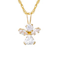 Girl's 14K Yellow Gold CZ Angel Pendant Necklace - 18-Inch Chain