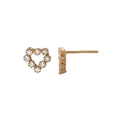 Girls' 14K Yellow Gold Heart Cluster Earrings with Cubic Zirconia