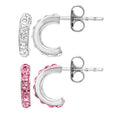 Girls Sterling Silver Crystal Hoop Earrings Set - 2 Pairs