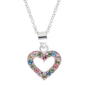 Sterling Silver Heart Pendant Necklace for Girls & Tweens - Crystal Sparkle, 18 Inch Chain