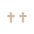Girls Cubic Zirconia Cross Earrings in 10K Yellow Gold - Small Studs