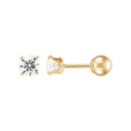 Girls 10K Yellow Gold Cubic Zirconia Front Back Earrings - Secure Screw Backs