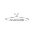 Heart Bracelet with 0.01 Carat Diamonds in Sterling Silver - 7.5 Inches