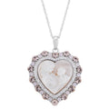 Sterling Silver Heart Pendant with Mother of Pearl & Crystals – Mom Gift Necklace 18"
