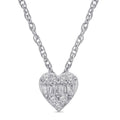 10K White Gold Heart Pendant Necklace with Diamonds for Women