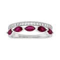 Sterling Silver Marquise Garnet & Cubic Zirconia Ring - Elegant Jewelry
