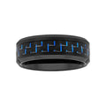 Men's Black Tungsten Wedding Band with Blue Carbon Fiber Inlay - 8mm