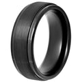 Men's Black Tungsten Wedding Band 8MM Satin Comfort Fit Step Edge Ring