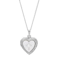 Sterling Silver Mother of Pearl Cross Heart Pendant Necklace 18 Inch Chain
