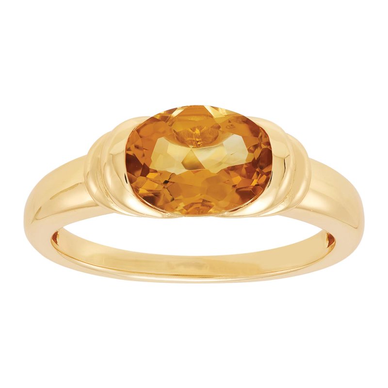 Oval Citrine Sterling Silver & 14K Gold Plate Ring - Elegant Jewelry for November Birthdays