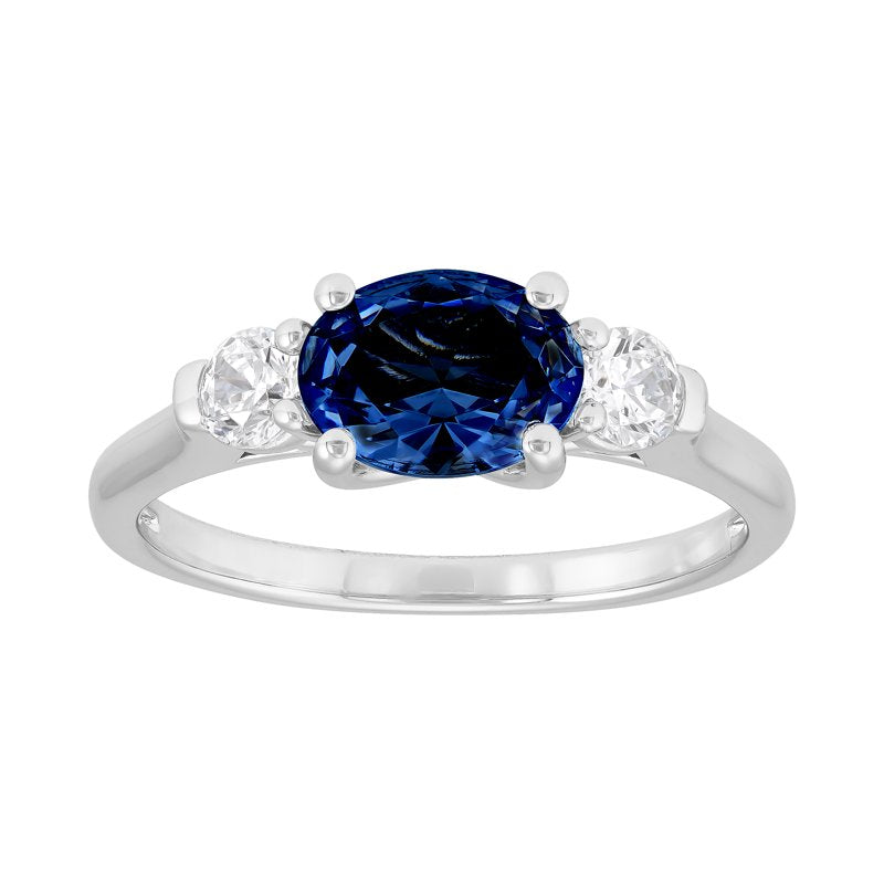 Sterling Silver Blue Sapphire & Cubic Zirconia Ring - Elegant Jewelry Gift