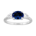 Sterling Silver Blue Sapphire & Cubic Zirconia Ring - Elegant Jewelry Gift