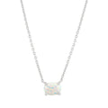 Sterling Silver Oval Created Opal Necklace 8x6mm, Adjustable Chain, Gift for October Birthdays