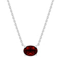 Sterling Silver Oval Garnet Necklace 8x6mm Adjustable Chain Jewelry Gift