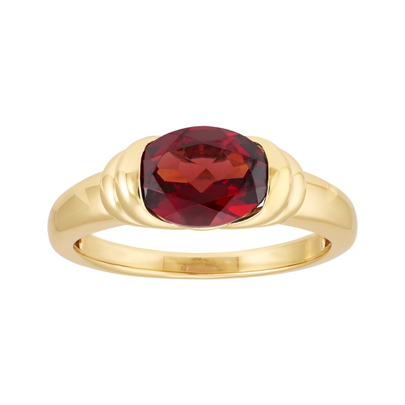 Oval Garnet Ring in 14K Gold Plated Sterling Silver - Elegant Gift Jewelry