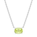 Sterling Silver Oval Peridot Necklace 8x6mm Adjustable Chain Gift for August Birthdays
