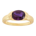 Sterling Silver & Gold-Plated Oval Simulated Amethyst Ring - Elegant Jewelry for February Birthdays