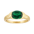 Oval Simulated Emerald Engagement Ring in 14K Gold Plated Sterling Silver
