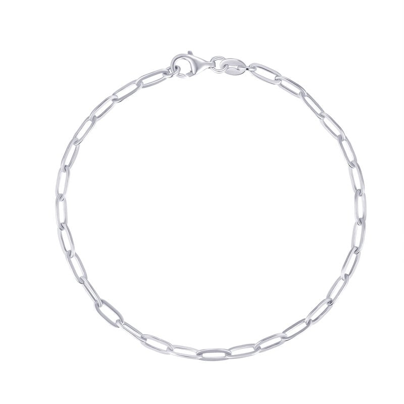 Sterling Silver Paperclip Chain Bracelet for Charms - 7.5 Inch Adult Jewelry