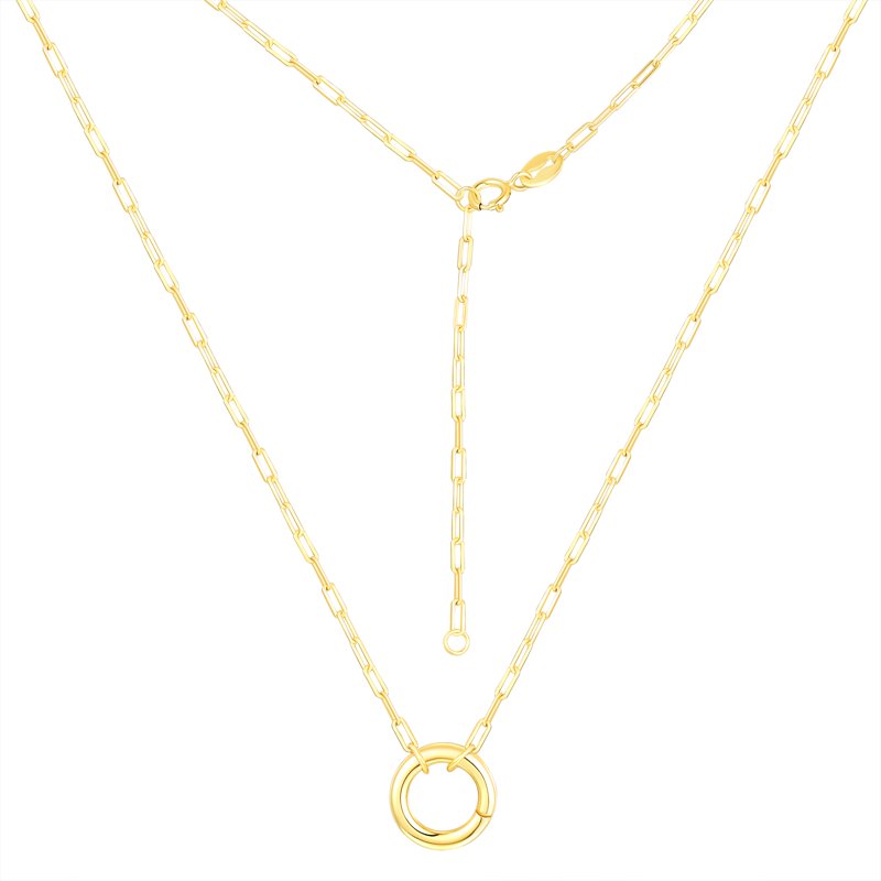 Gold and Silver Paperclip Chain Necklace with Charm Connector - 16 Inch + Extender