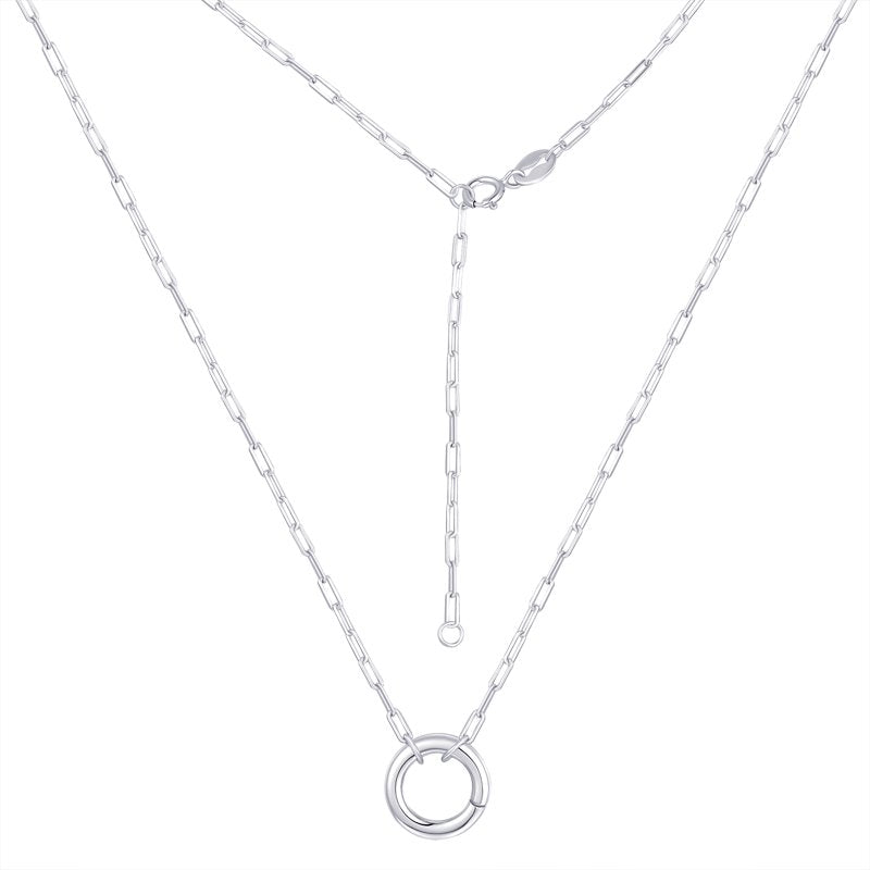 Sterling Silver Paperclip Chain Necklace with Charm Connector - 16 Inch + 2 Inch Extender