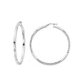 Sterling Silver Rhodium Plated Square Hoop Earrings - Diamond Cut Women's Jewelry