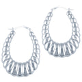 Sterling Silver Hoop Earrings for Women Rhodium Plated Oval Shrimp Style