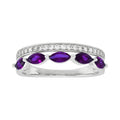 Simulated Amethyst Marquise Ring in Sterling Silver - Stackable Jewelry