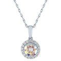 Simulated Aurora Borealis & CZ Halo Necklace - Sterling Silver, 18 Inch