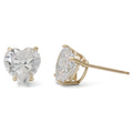 10K Gold Heart-Shaped Simulated Diamond Stud Earrings for Women