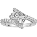 Simulated Diamond Sterling Silver 2-Stone Bypass Ring - Timeless Jewelry