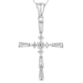 Sterling Silver Cross Pendant with Simulated Diamonds - Jewelry Gift