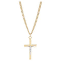 Gold-Filled and Rhodium Crucifix Pendant Necklace 24 Inch Stainless Steel Chain