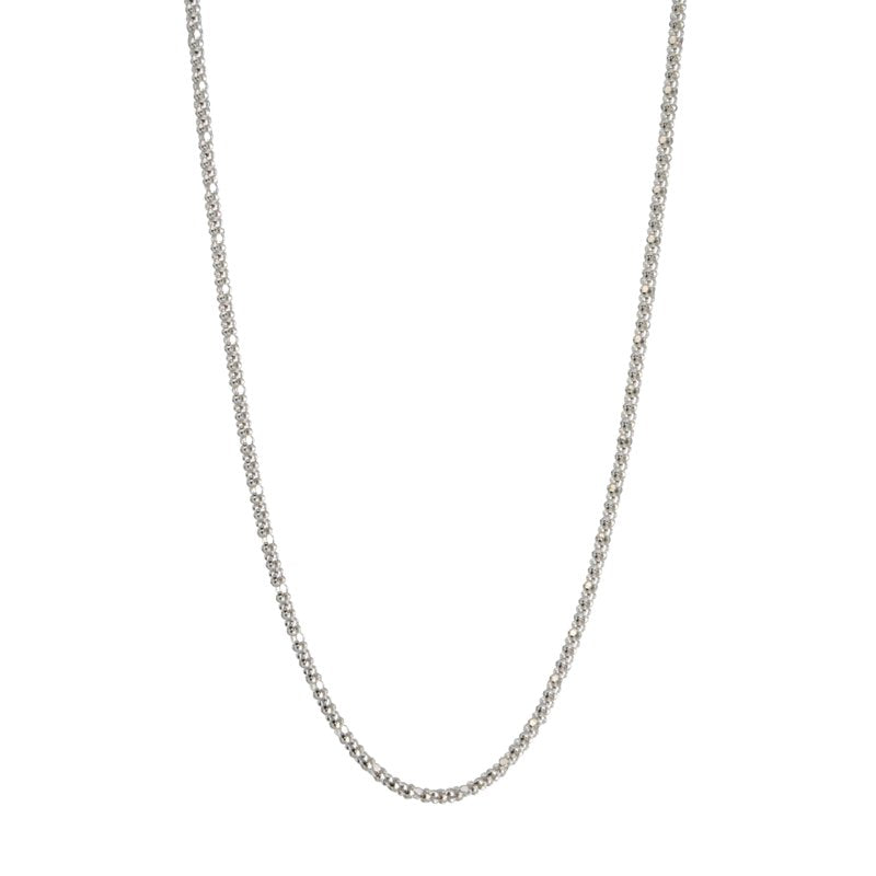Sterling Silver 1.8mm Popcorn Chain Necklace - 18 Inch Italy Made