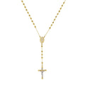 Sterling Silver 14K Gold Plated Rosary Necklace 26 Inches for Women Faith Jewelry