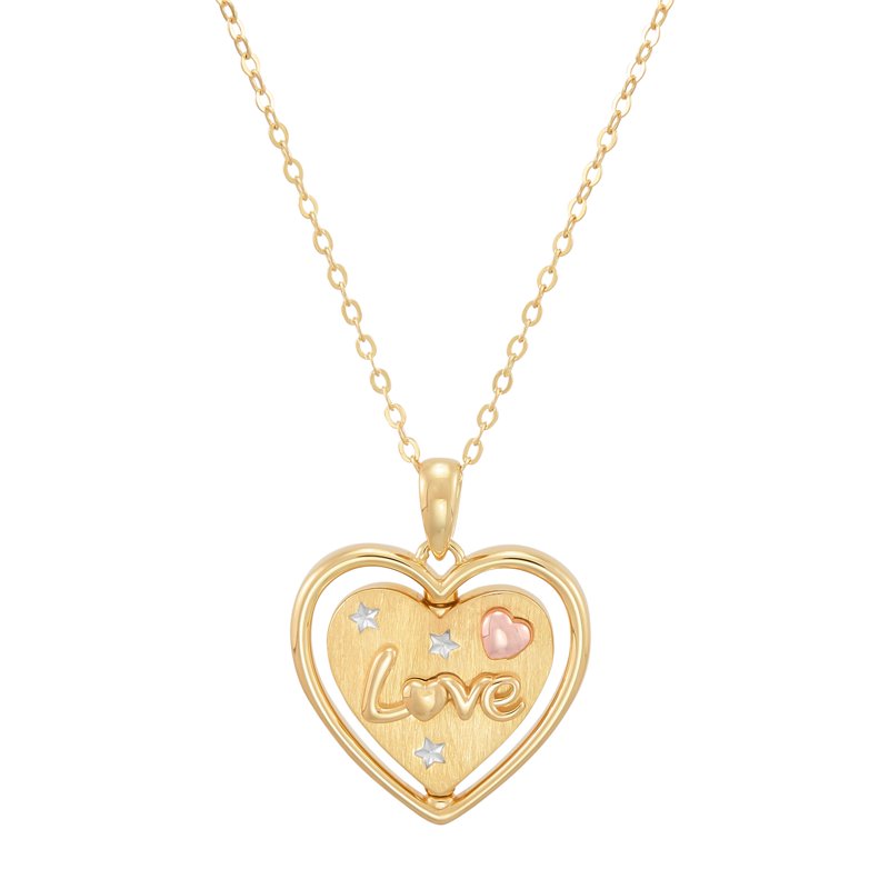 Sterling Silver 14K Gold Plated Reversible Heart Pendant Necklace, 20 Inch Chain
