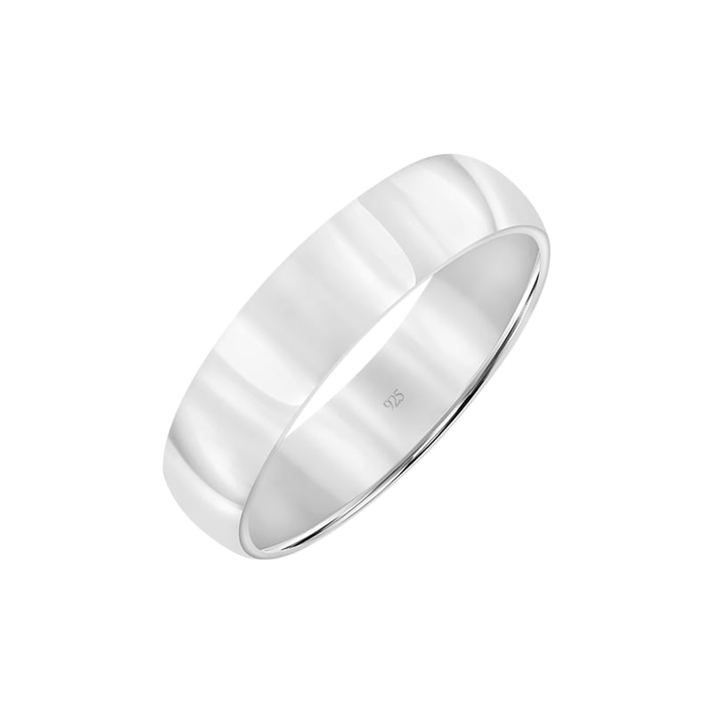 Sterling Silver 5mm Men's Wedding Band Comfort Fit Polished Ring