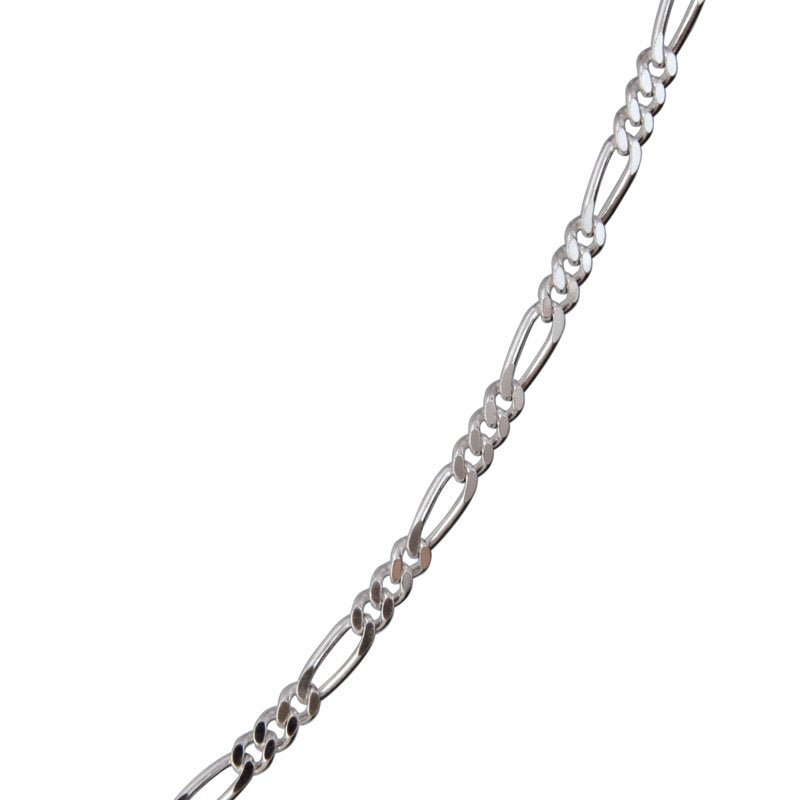Sterling Silver Figaro Necklace 18-inch in White with Rhodium Finish