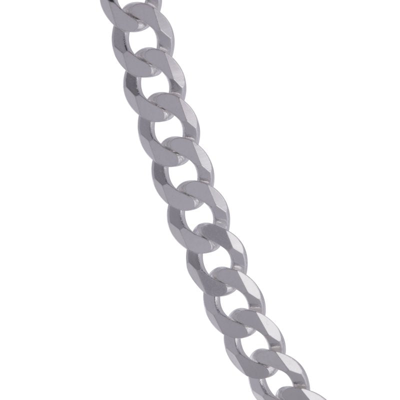 Sterling Silver Flat Curb Necklace 20 Inch - Handmade Italian Jewelry