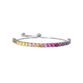 Sterling Silver Multi Simulated Diamond Bolo Bracelet for Women Adjustable Jewelry