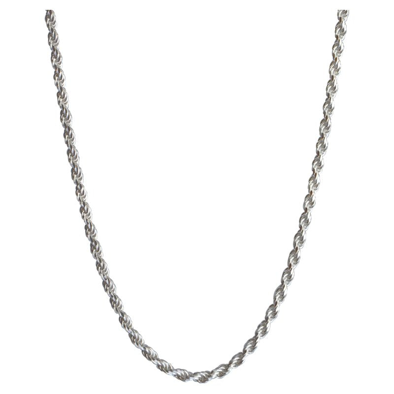 Sterling Silver Rope Chain Necklace 22 Inch Jewelry Accessory