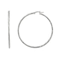 Sterling Silver Diamond Cut Hoop Earrings 50mm for Women