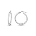 Sterling Silver Hoop Earrings with Bead - 28mm Round Tube Design