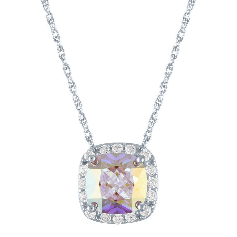 Sterling Silver Aurora Borealis Pendant Necklace 18 Inch
