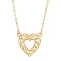 Sterling Silver and 14K Gold Plated Open Heart Necklace - Adjustable Women's Jewelry
