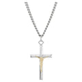 Sterling Silver and 18K Gold Plated Crucifix Necklace with 24-Inch Chain