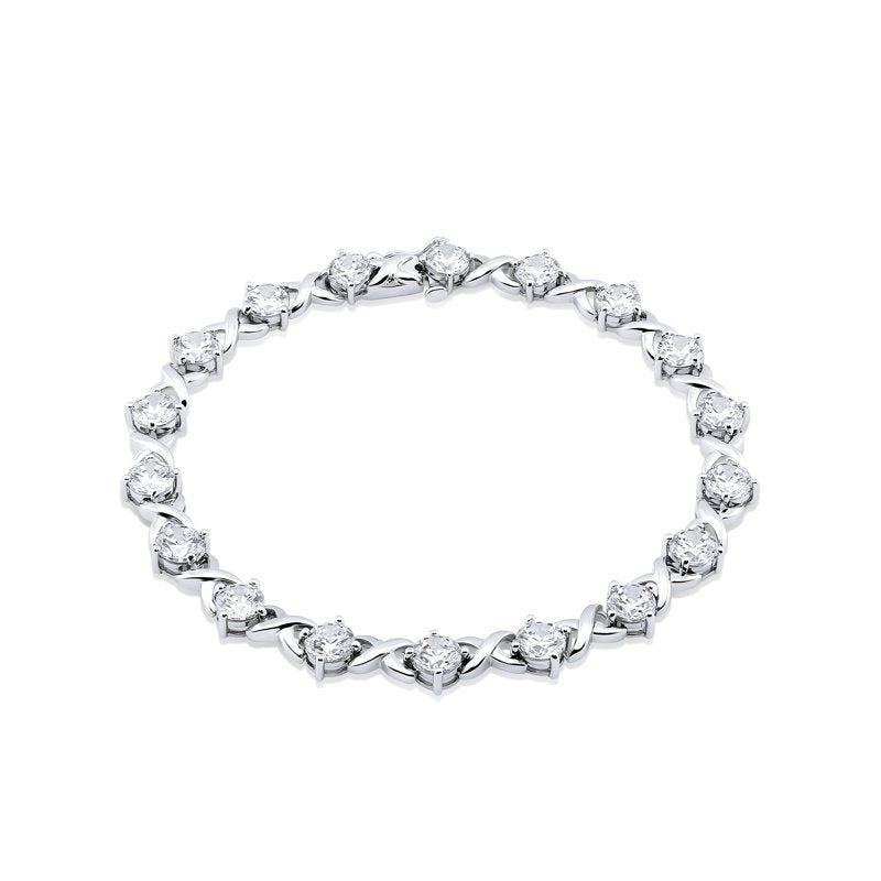 Sterling Silver Tennis Bracelet with Simulated Diamond for Women
