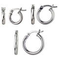 Sterling Silver Hoop Earrings Set with Click Top Closures - 3 Sizes